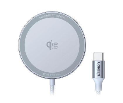 Ładowarka i akumulator UGREEN Ładowarka indukcyjna MagFlow W753Qi2 25WUSB-C1.5m szara 6941876259595
